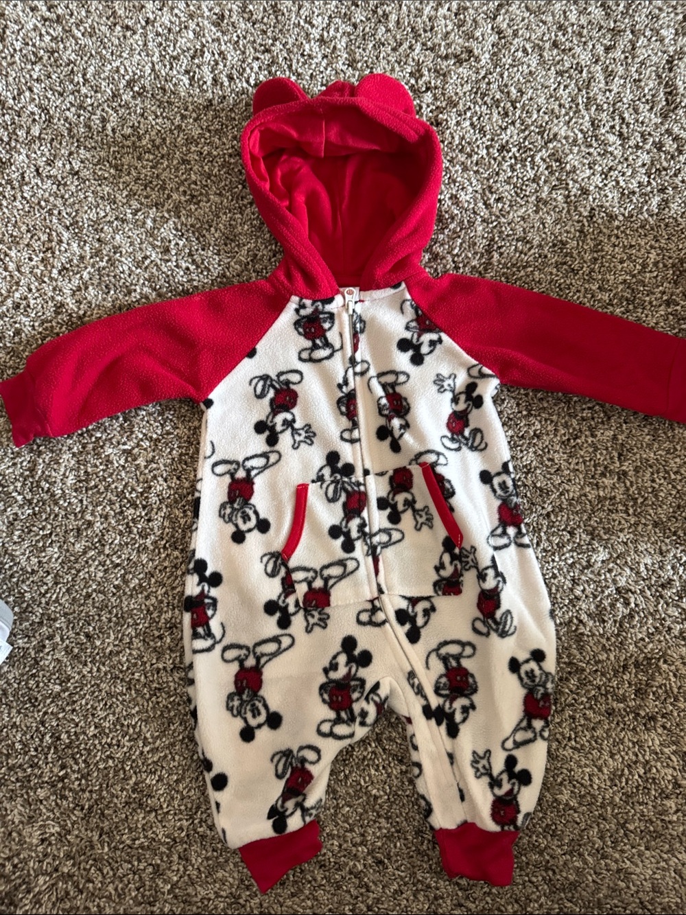 Disney Red and White Mickey Mouse Fleece Footie